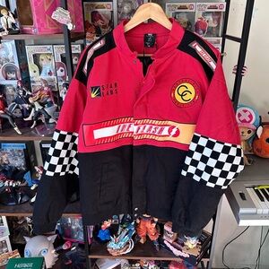 DC Comics The Flash Racing Jacket Red Black Checkered Men’s M